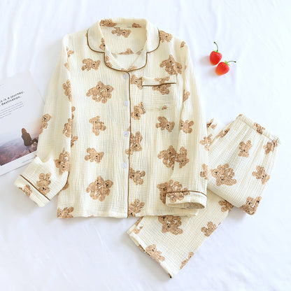 Georgina – Doppelschichtige, lockere, 100% Baumwolle Crepe Pyjama-Anzug