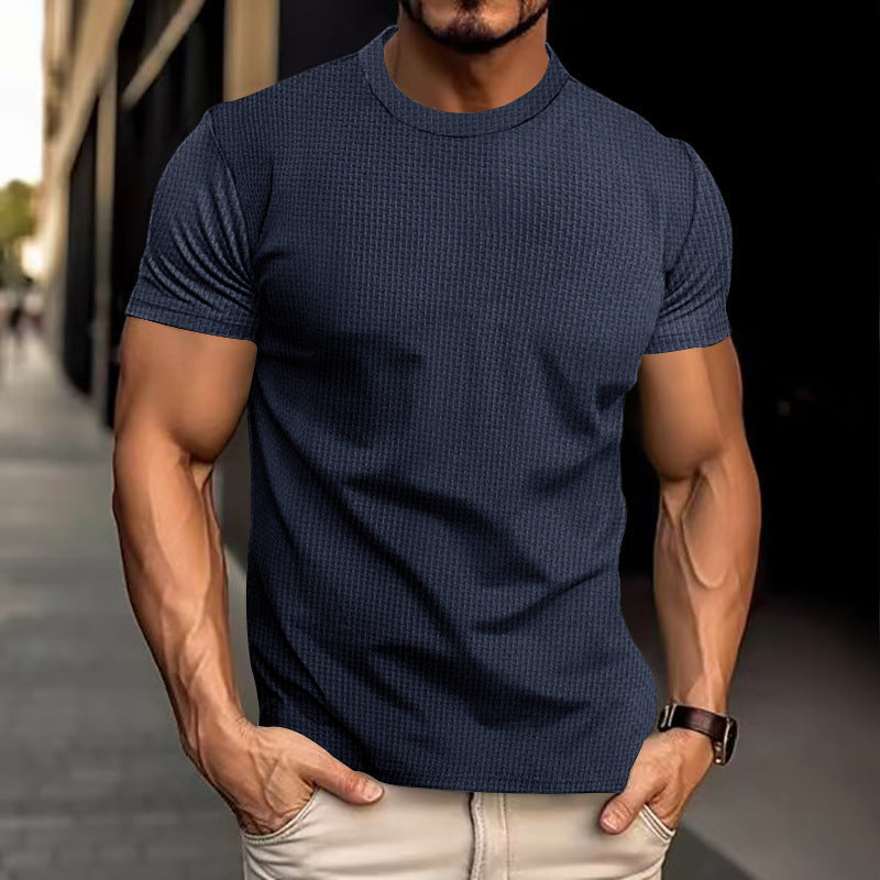 Herren Kurzarm Freizeit T-Shirt – Modernes Struktur-Design für Alltag und Fitness