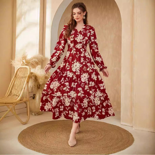 Georgina – Slim V-Ausschnitt Langarm Kleid