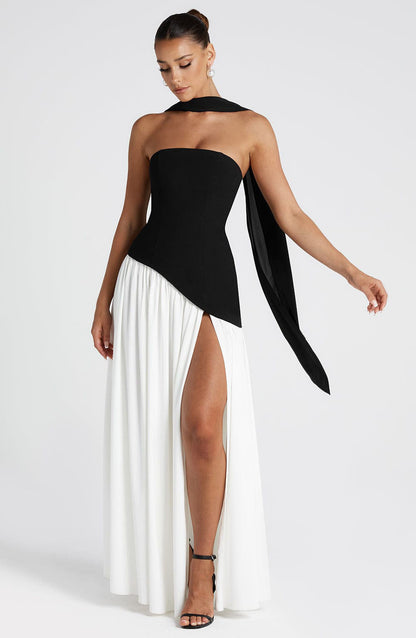 Damen Abendkleid Elegant Asymmetrisch mit Schlitz – Modernes Maxikleid für besondere Anlässe