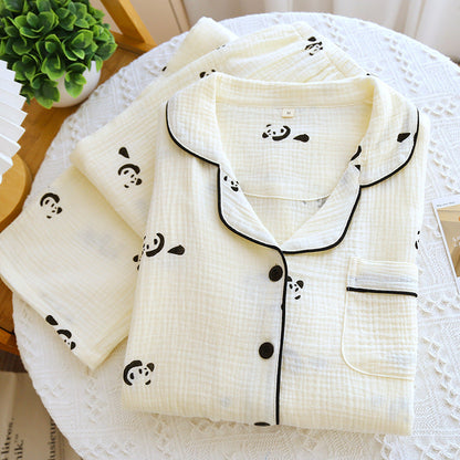 Georgina – Doppelschichtige, lockere, 100% Baumwolle Crepe Pyjama-Anzug