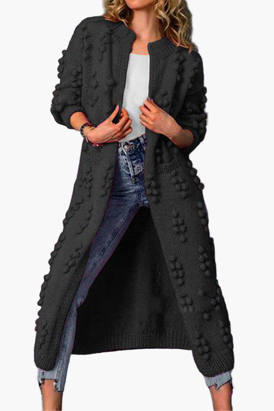 Damen Strickmantel Lang Cardigan Trendy Herbst Winter Freizeit