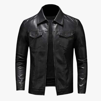 Herren Kunstlederjacke im klassischen Biker-Stil – Elegante Übergangsjacke für Alltag & Freizeit