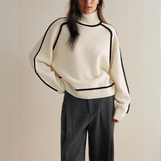 Damen Rollkragenpullover Modern Elegant – Herbst Winter Strickpullover für Büro und Freizeit