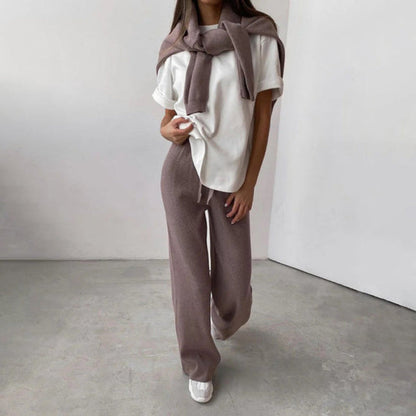 Damen Strick Zweiteiler Set mit Rollkragen – Loungewear & Freizeit Outfit