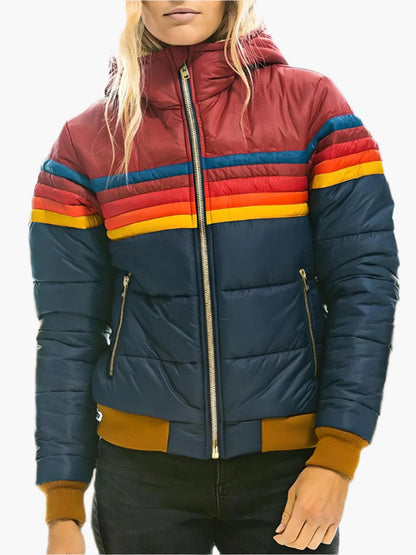 Damen Retro Steppjacke für Freizeit & Outdoor – Modische Kapuzenjacke im Vintage-Stil