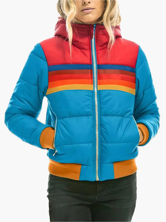 Damen Retro Steppjacke für Freizeit & Outdoor – Modische Kapuzenjacke im Vintage-Stil