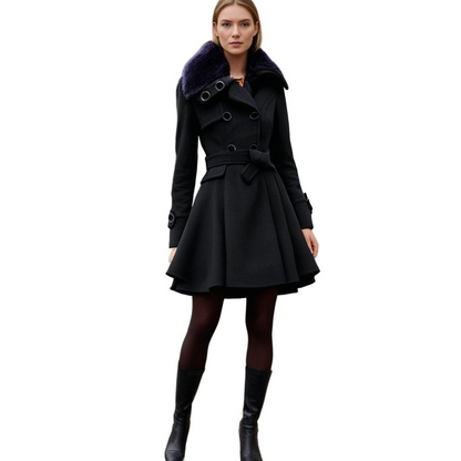 Damen Wintermantel mit Kunstfellkragen – Eleganter Trenchcoat für Alltag & besondere Anlässe
