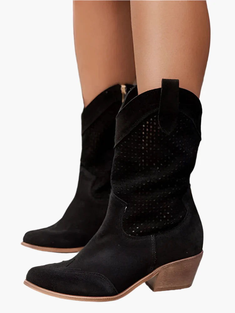 Damen Cowboy-Stiefel mit Reißverschluss für modischen Freizeit-Look