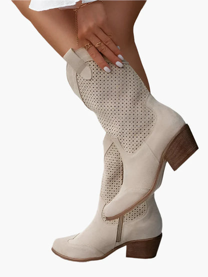 Damen Cowboy-Stiefel mit Reißverschluss für modischen Freizeit-Look