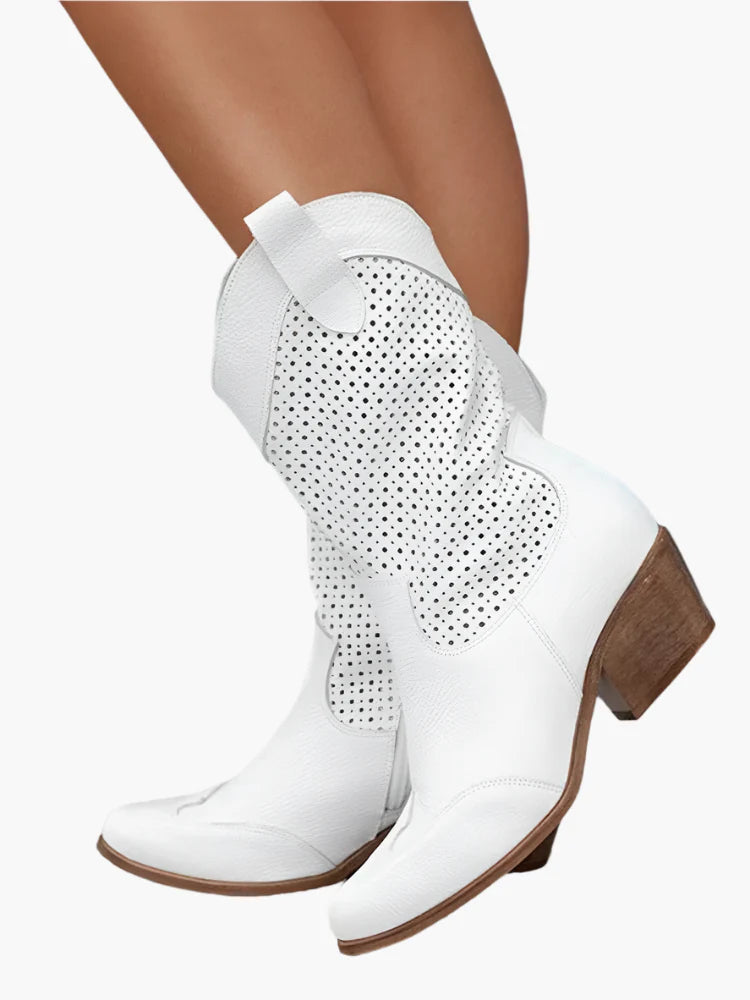 Damen Cowboy-Stiefel mit Reißverschluss für modischen Freizeit-Look