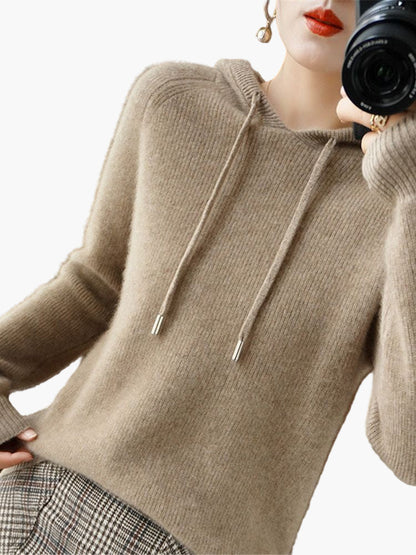 Damen Strickpullover mit Kapuze – Stilvoller Freizeit-Hoodie für Herbst und Winter