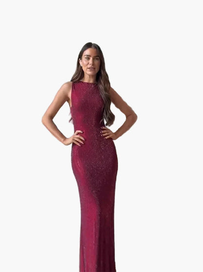 Damen Abendkleid Elegant Figurbetont Glitzernd Bodenlang – Perfekt für festliche Anlässe