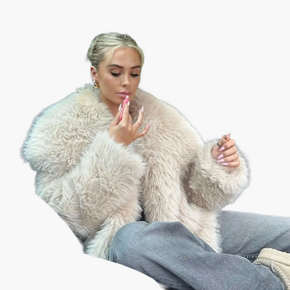 Damen Luxus Faux Fur Jacke – Eleganter Herbst Winter Look für besondere Anlässe