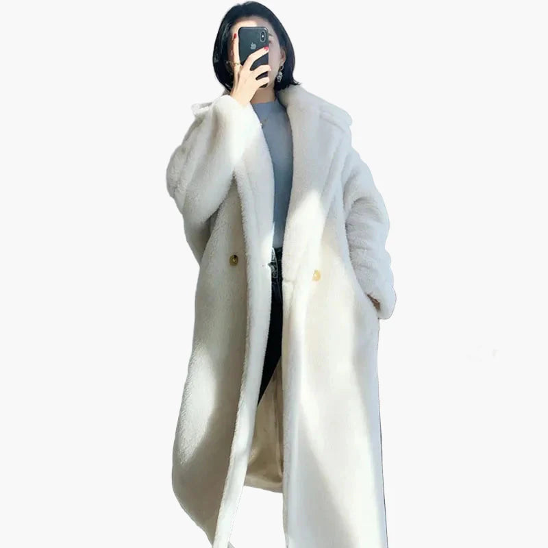 Damen Luxus Oversize Wintermantel im modernen Streetstyle – Eleganter langer Mantel für kalte Tage