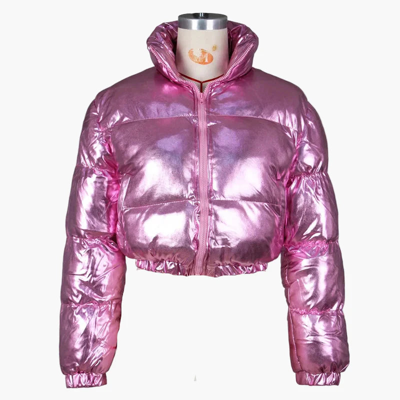 Damen Kurz Pufferjacke Streetstyle Wintermode – Glänzender Look für Alltag & Events