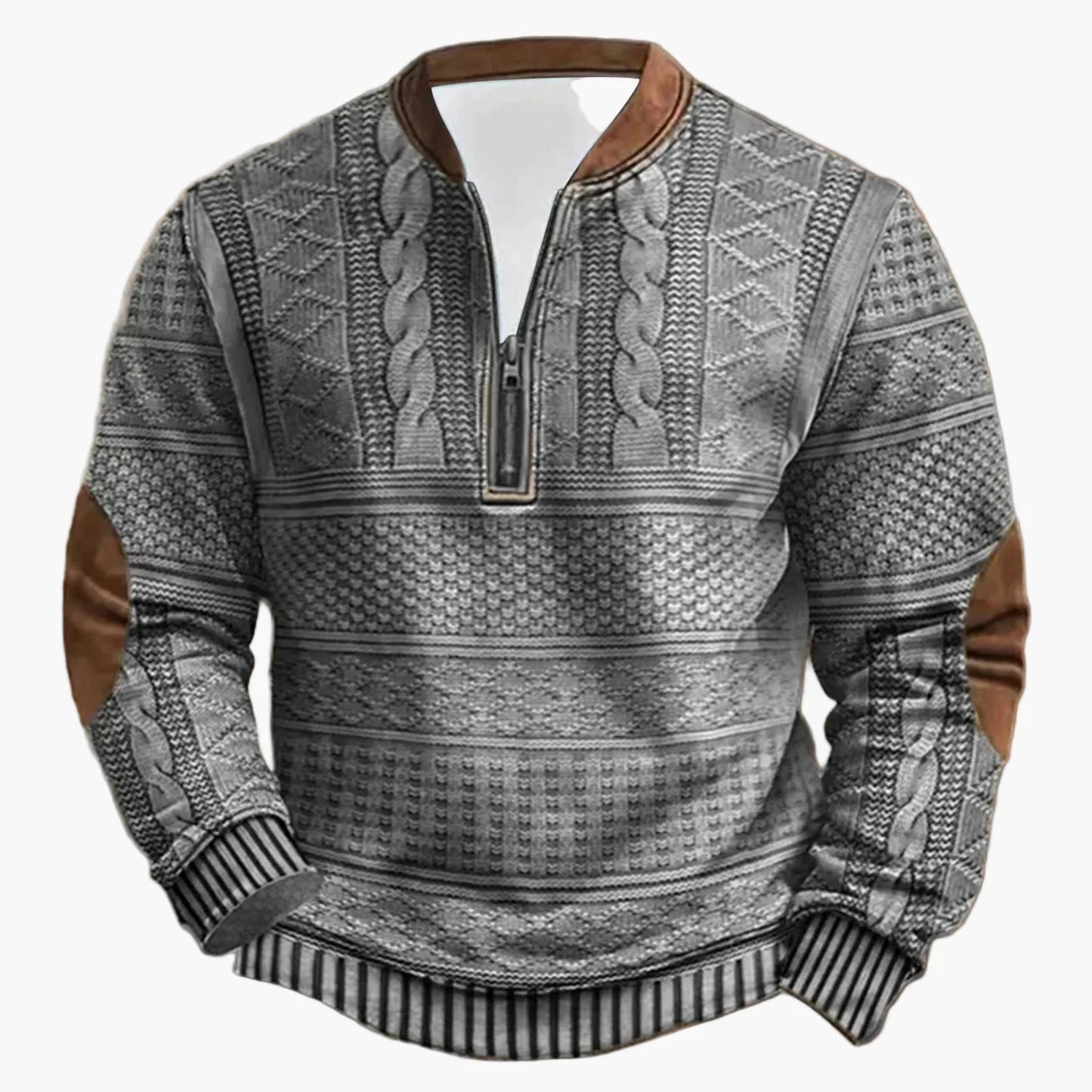 Herren Strickpullover im Vintage-Look mit Stehkragen – Modischer Outdoor & Freizeit Pullover