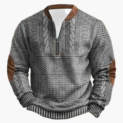 Herren Strickpullover im Vintage-Look mit Stehkragen – Modischer Outdoor & Freizeit Pullover