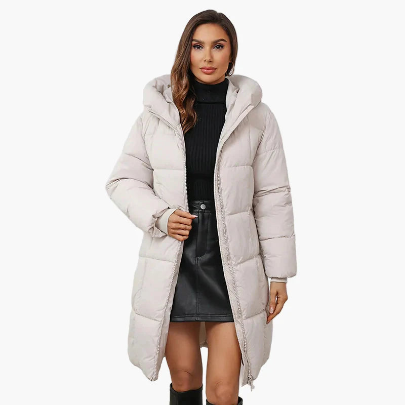 Damen Winter-Steppmantel mit Kapuze – Modischer langer Outdoor-Mantel für Alltag & Freizeit