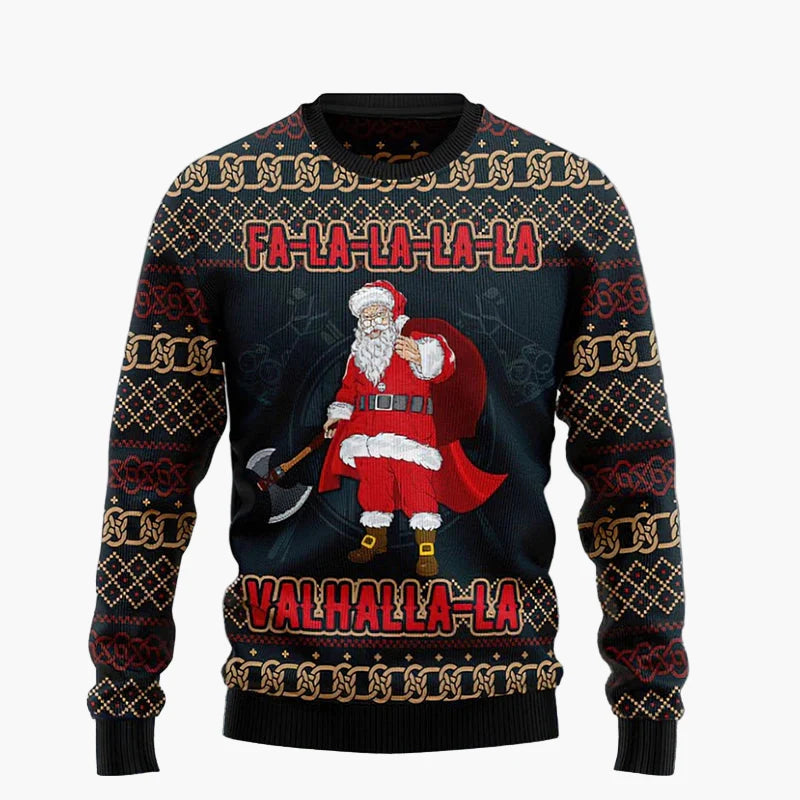 Herren Ugly Christmas Sweater Biker Santa – Lustiger Weihnachts-Pullover im Motorrad-Design