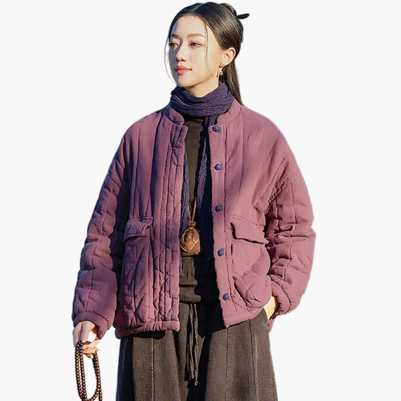 Damen Vintage Kurzjacke – Lockerer Stil, Freizeit Herbst/Winter Jacke