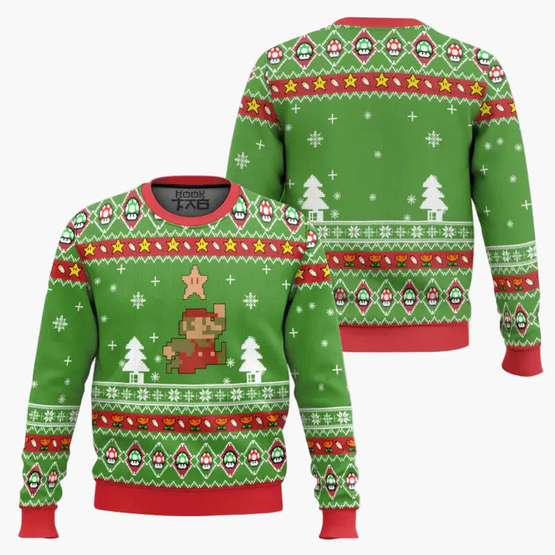 Unisex Retro Gamer Ugly Christmas Sweater – Pixel-Design inspiriert von Videospiel-Klassikern