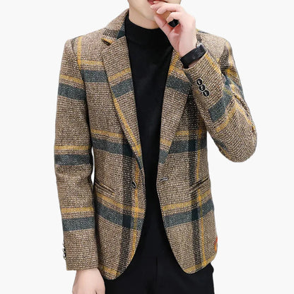 Herren Karo-Blazer im modernen Business-Look – Stilvoller Einreiher für Büro und Alltag