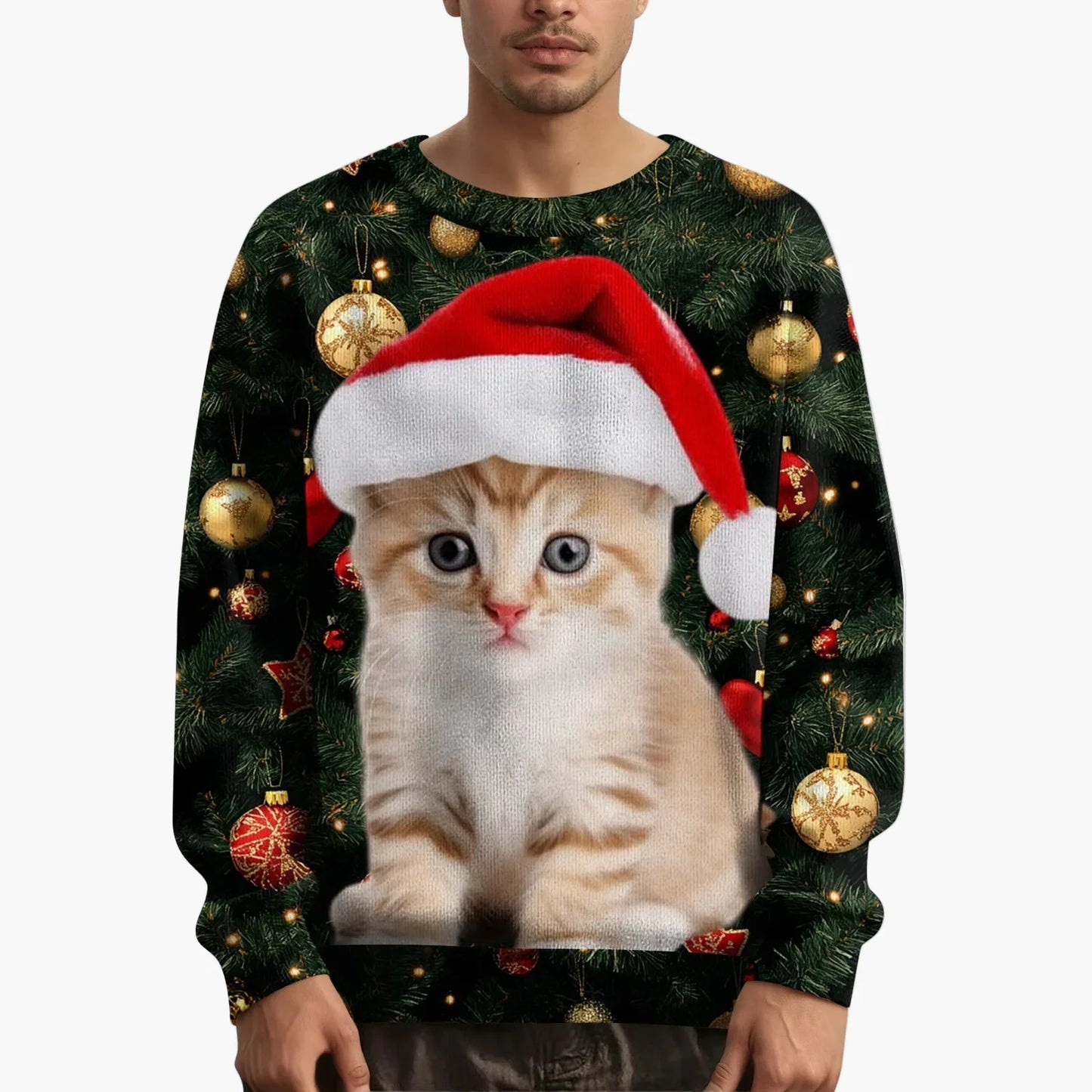 Herren Weihnachtspullover mit Katzenmotiv – Lustiger Weihnachts-Sweater für festliche Anlässe