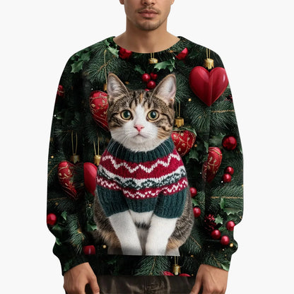 Herren Weihnachtspullover mit Katzenmotiv – Lustiger Weihnachts-Sweater für festliche Anlässe