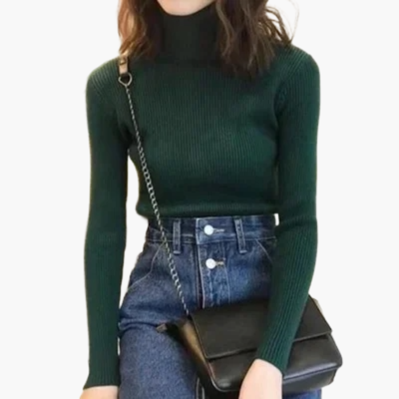 Damen Rollkragenpullover Strick Elegant Herbst Winter Langarm