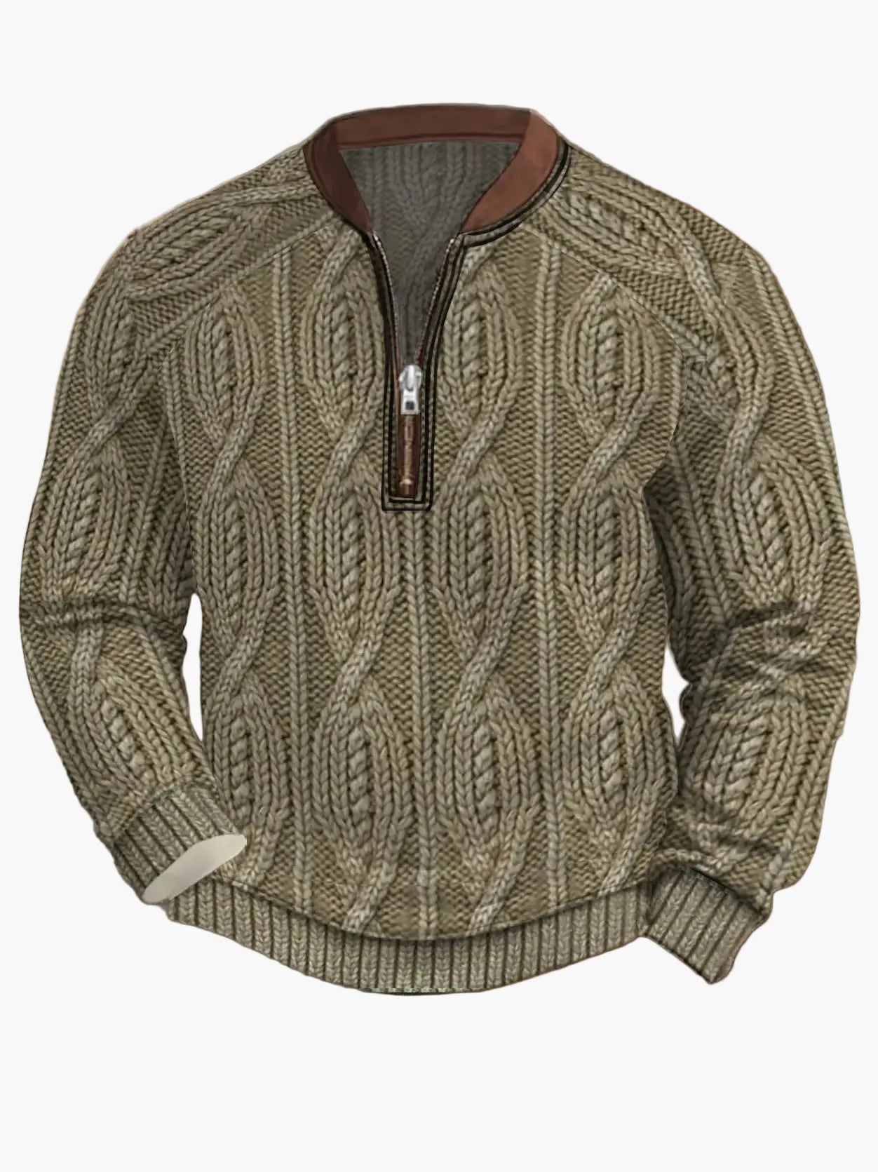 Herren Pullover mit Vintage-Look und halbem Reißverschluss – Stilvoller Freizeit-Sweater für Alltag und Outdoor