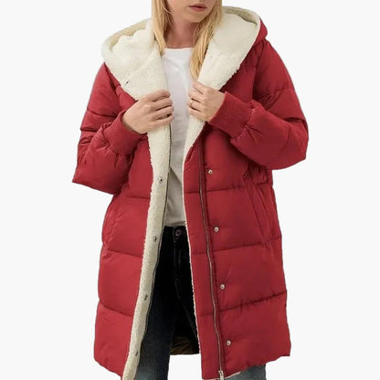 Damen Winter Steppmantel mit Kapuze, Langer Puffer-Jacke, Alltag & Freizeit