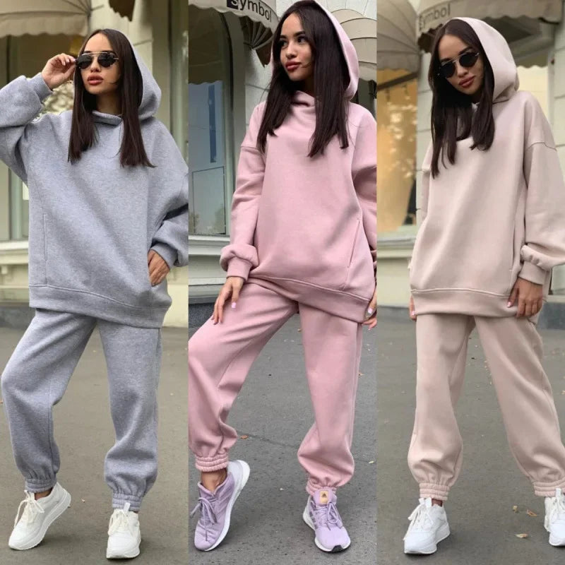 Damen Oversize Freizeit Jogginganzug Set – Hoodie & Jogginghose, Lässig & Bequem für Alltag und Sport