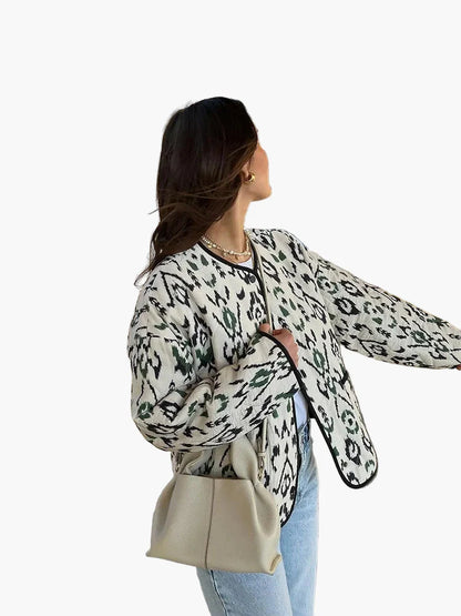 Damen Steppjacke im Boho-Stil – Casual Übergangsjacke mit modernem Muster für Alltag und Freizeit