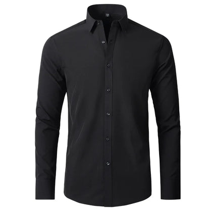 Geoff – Herren Stretch Hemd mit Knopfleiste und schlanker Passform