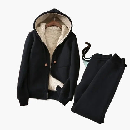 Damen Freizeit Trainingsanzug mit Kapuzenjacke und Sporthose – Lässiges Winter-Outfit für Alltag und Sport