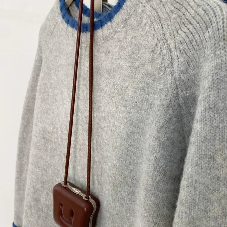 Damen Pullover im lässigen Stil mit Kontrast-Details und Rundhalsausschnitt – Perfekt für den Alltag