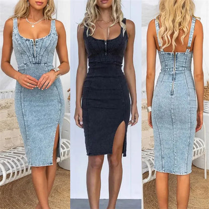 Samantha – Ärmelloses Retro-Jeanskleid für Damen
