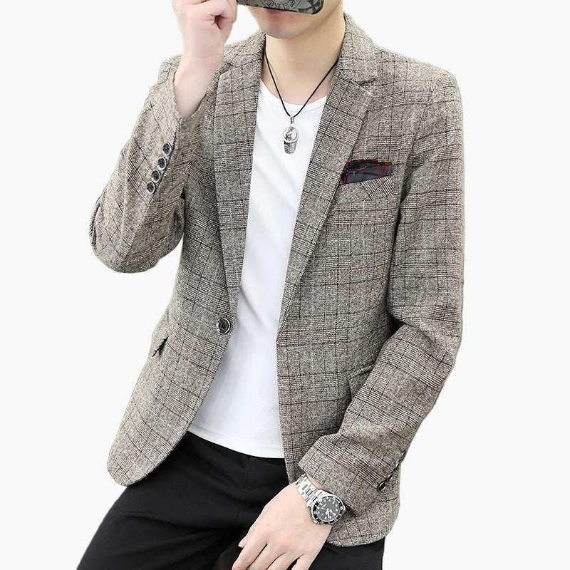Herren Modernes Business-Sakko – Elegantes Kariertes Blazer für Büro & Freizeit
