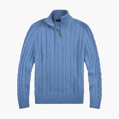 Herren Strickpullover im Old Money Stil mit halbem Reißverschluss – Eleganter Freizeitpullover