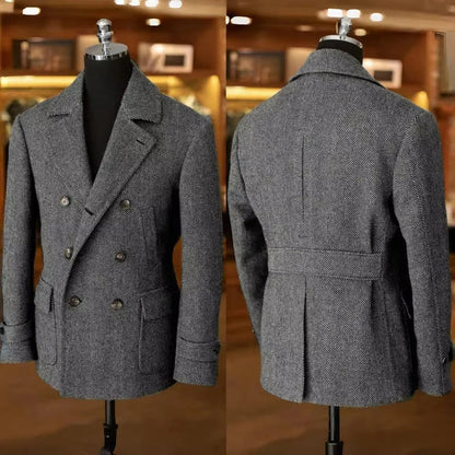 Herren Klassischer Doppelreihiger Blazer im Vintage-Stil – Eleganter Mantel für Business und Freizeit