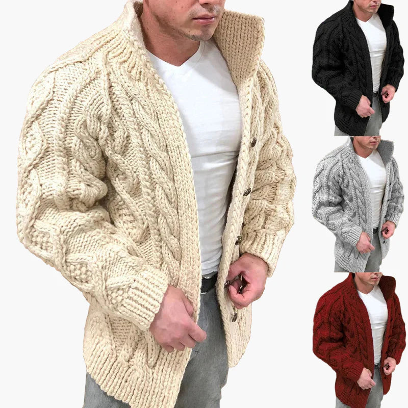 Herren Strickjacke im Zopfmuster – Modischer Freizeit- und Winterlook