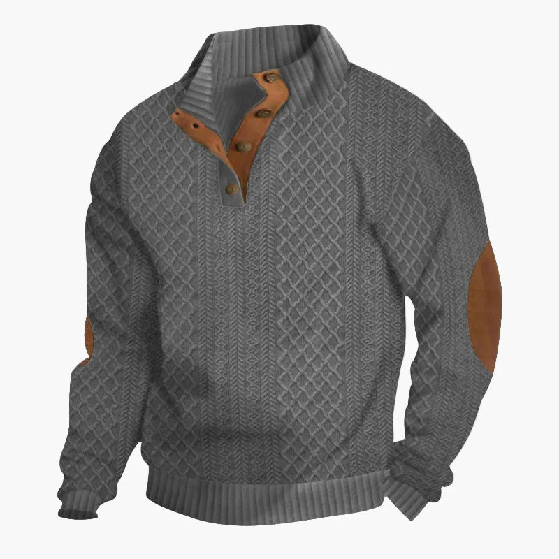 Herren Vintage Strickpullover mit Stehkragen und Knopfleiste – Eleganter Freizeitpullover für Herbst und Winter