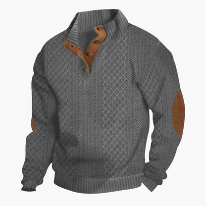 Herren Vintage Strickpullover mit Stehkragen und Knopfleiste – Eleganter Freizeitpullover für Herbst und Winter