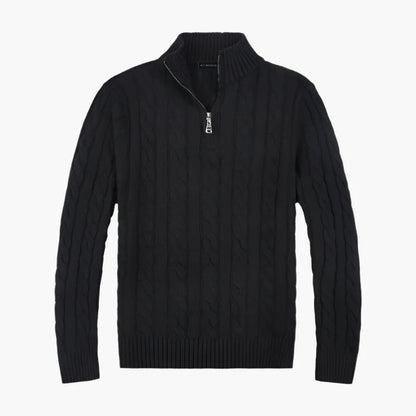 Herren Strickpullover im Old Money Stil mit halbem Reißverschluss – Eleganter Freizeitpullover