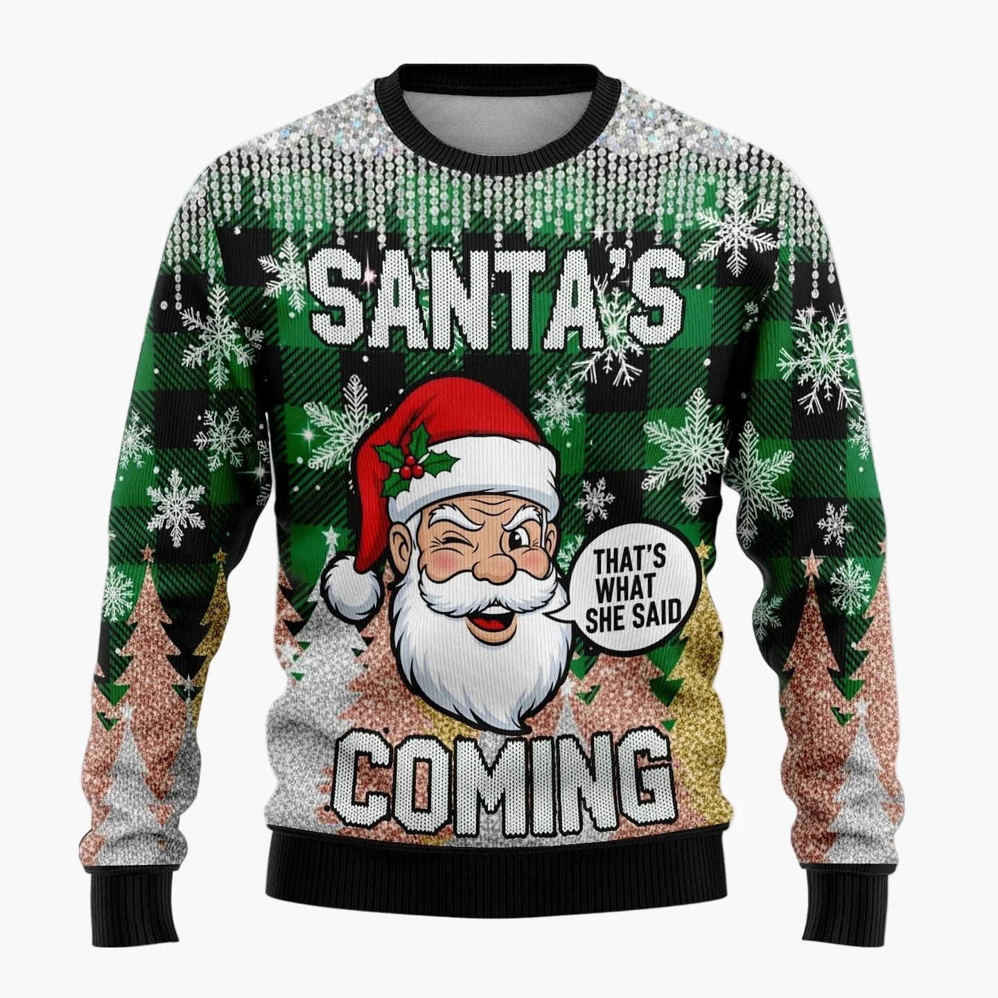 Herren Lustiger Weihnachts-Pullover Ugly Christmas Sweater mit frechem Weihnachtsmann-Motiv für Partys