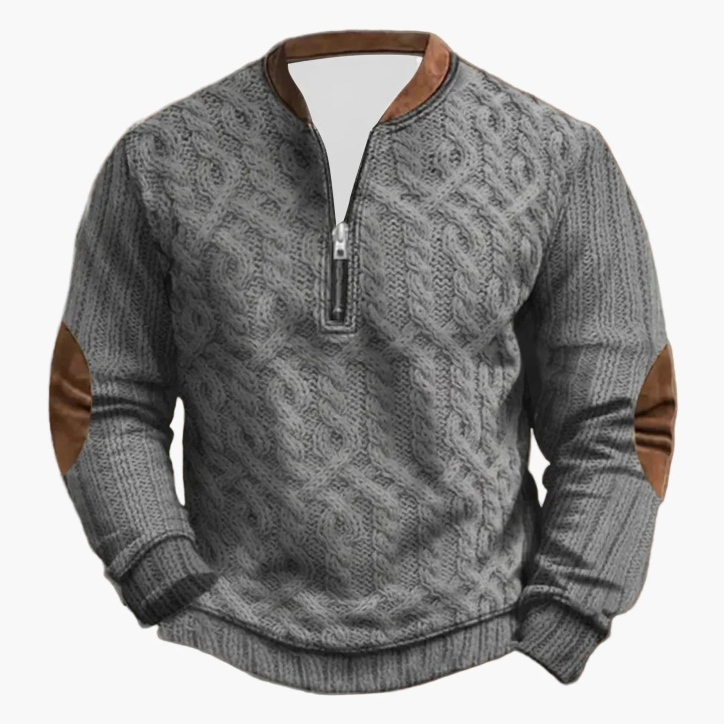 Herren Outdoor Freizeit Pullover mit Stehkragen und Reißverschluss – Modischer Strick-Look für Alltag & Freizeit
