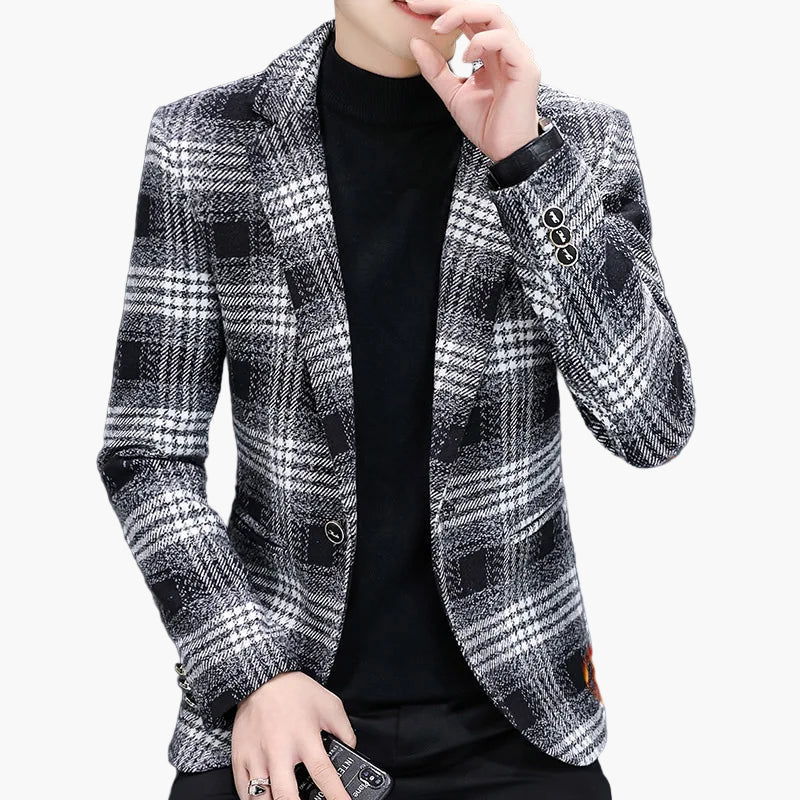 Herren Karo-Blazer im modernen Business-Look – Stilvoller Einreiher für Büro und Alltag