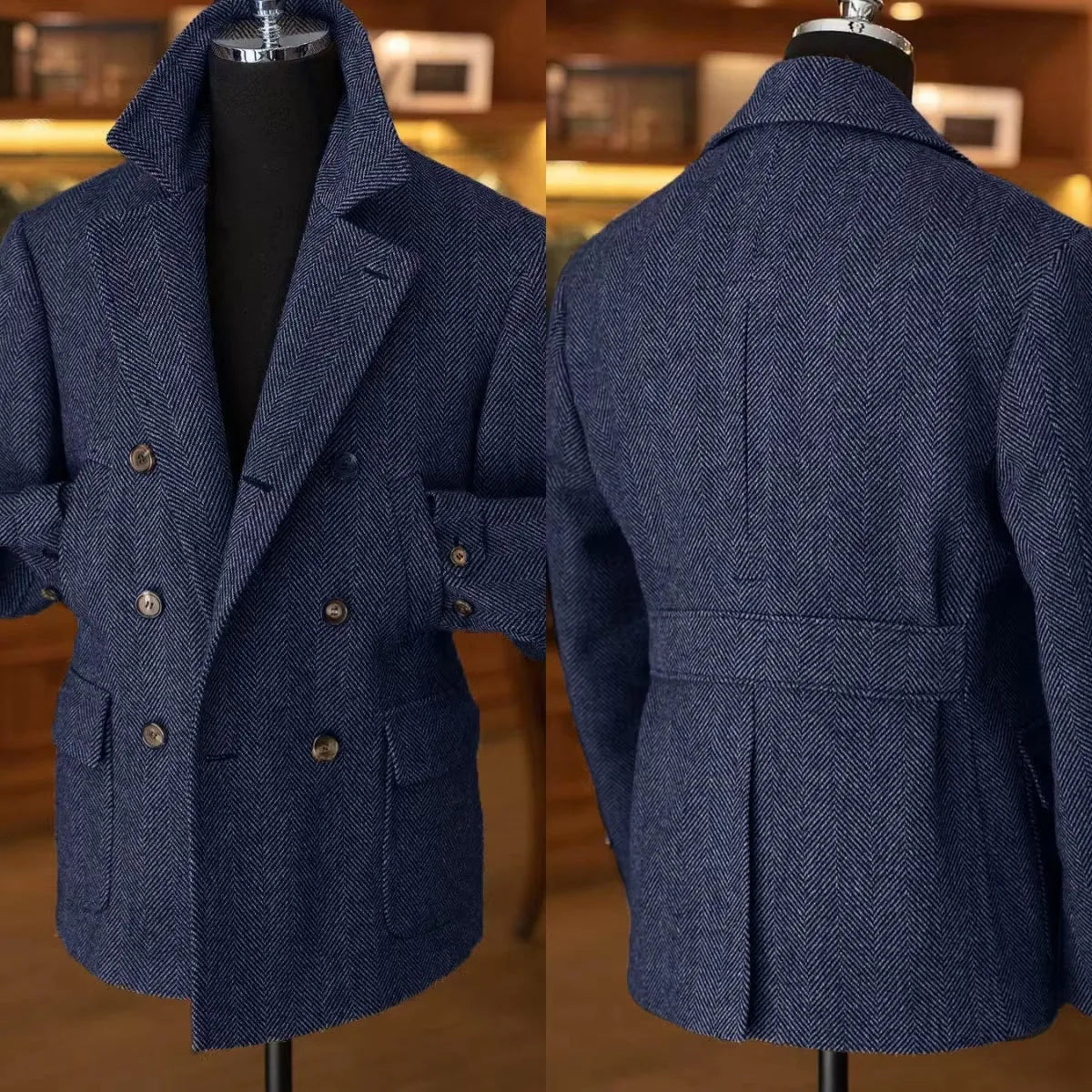Herren Klassischer Doppelreihiger Blazer im Vintage-Stil – Eleganter Mantel für Business und Freizeit