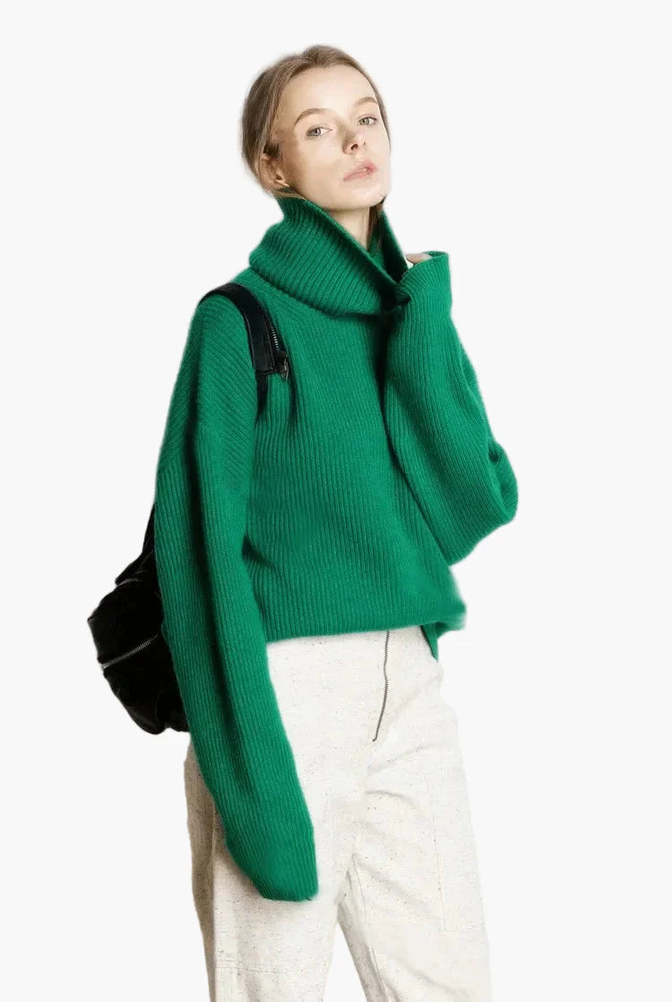 Damen Rollkragenpullover Oversized – Modischer Winter Strickpullover für Alltag & Freizeit